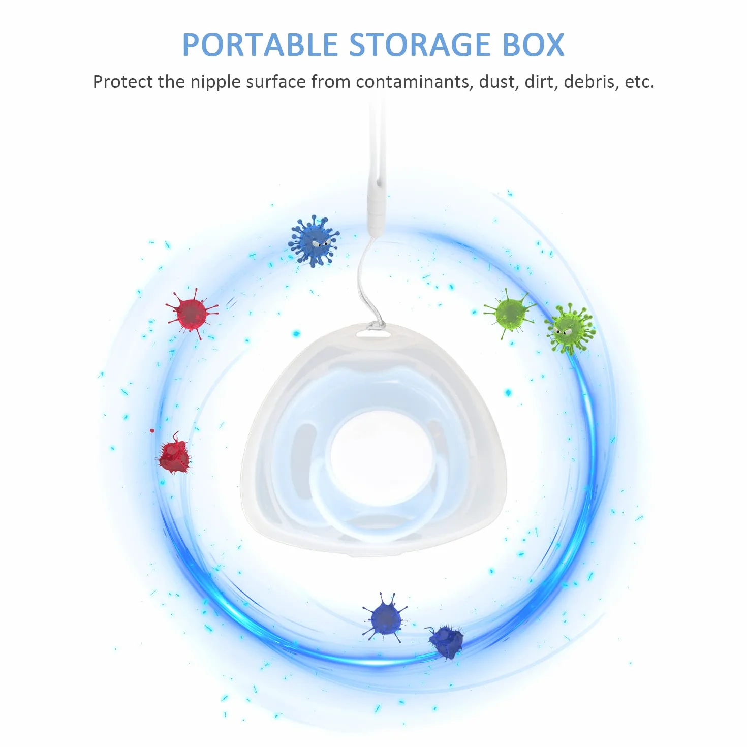 Boîte à tétine portable 6 pièces avec 3 lanières en silicone, boîte à tétine, boîte de rangement pour tétine, boîte de protection pour tétine, facile à transporter, réutilisable