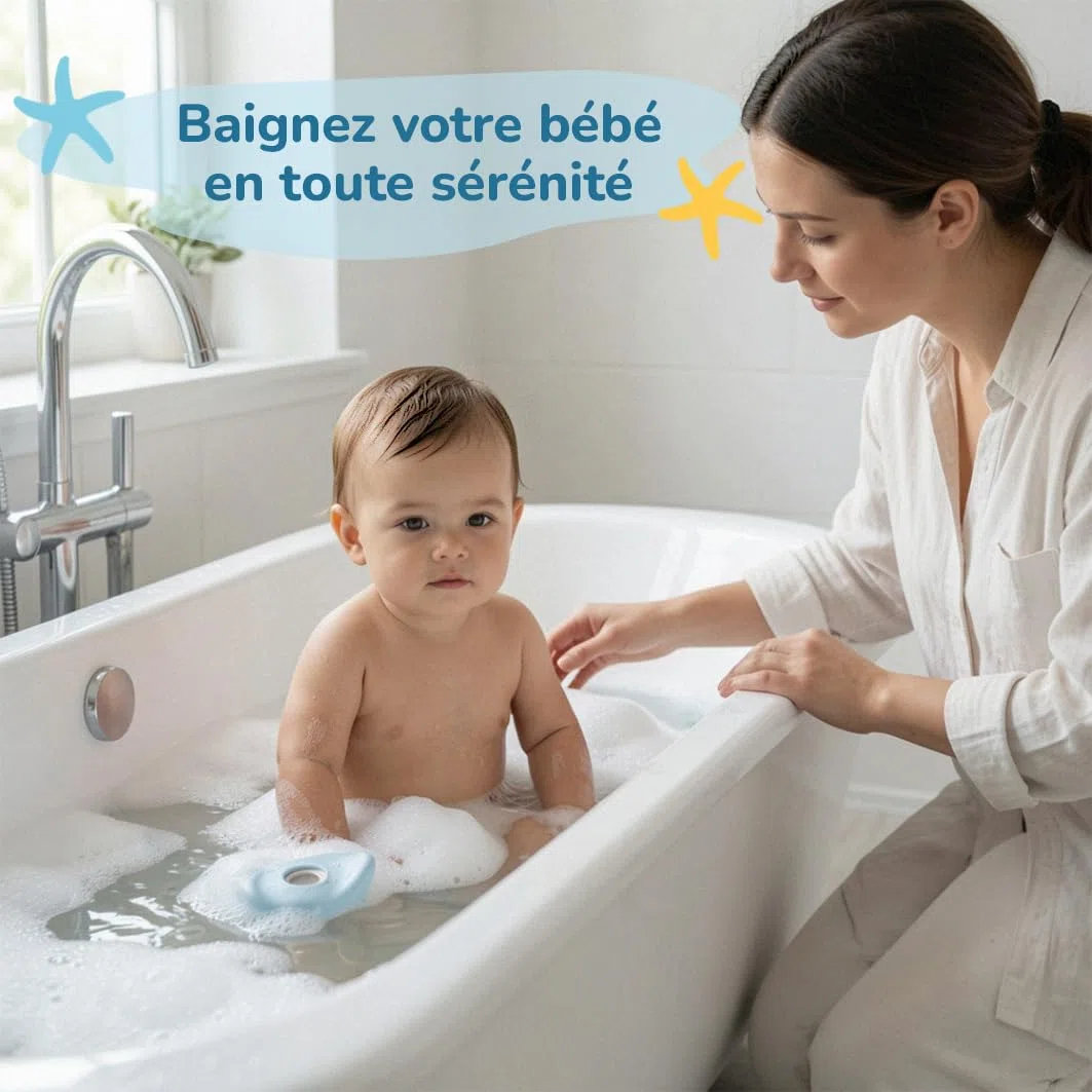 MEDICAID - Thermomètre de Bain Digital Bébé - Coloris Aléatoire Bleu ou Mauve - Jouet Flottant pour Enfants dès la Naissance - Lavable - Résultat Instantané - Garanti 2 Ans