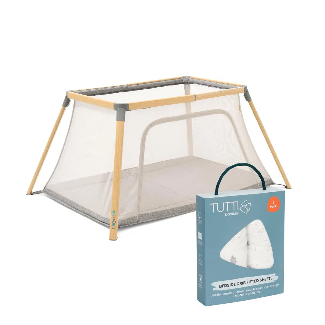 Cocoon Crib Sheets & CoZee Go 3-in-1 Chêne & Anthracite