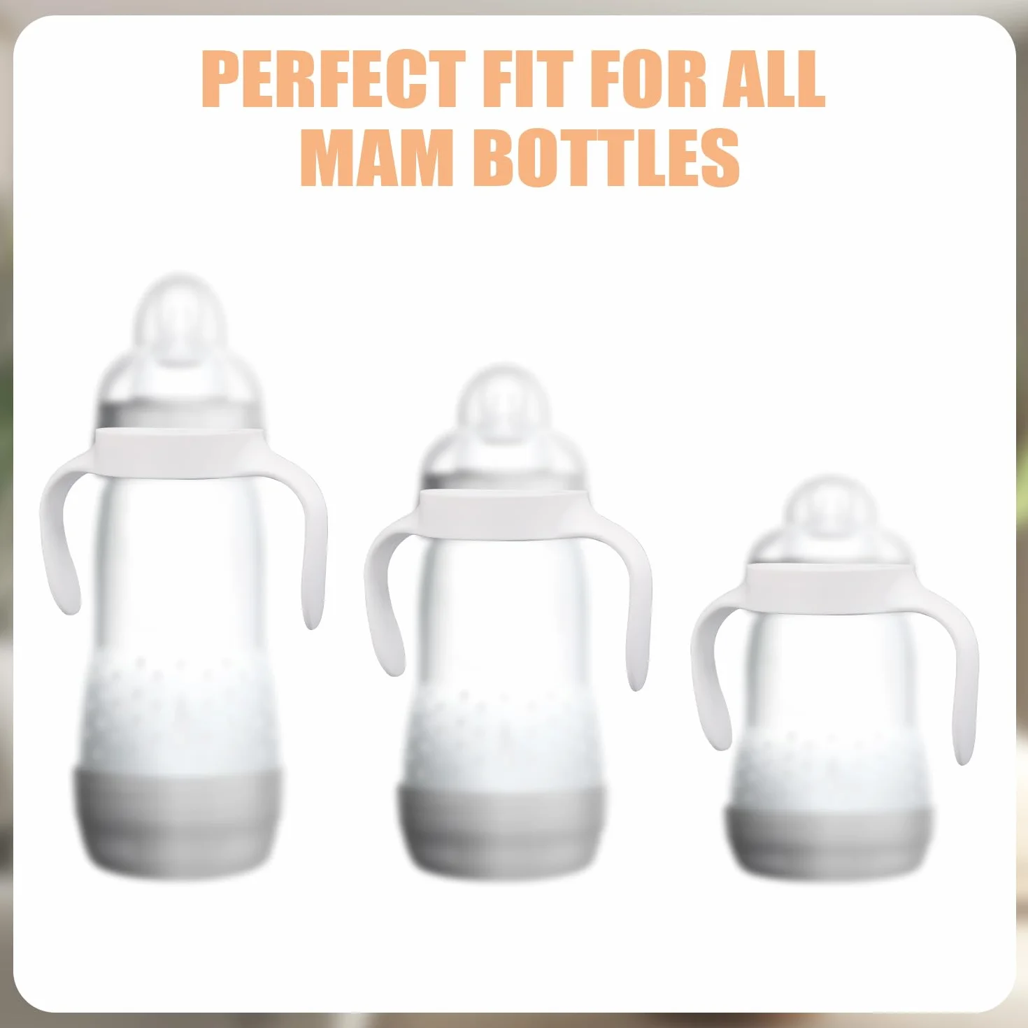 BOXOB 4pcs Poignées de Biberon pour Mam, Support de Biberon Ergonomique Prise Facile Antidérapante Idéal pour Soutenir Les Bébés dans leur Transition vers l'Indépendance Boire (Blanc)
