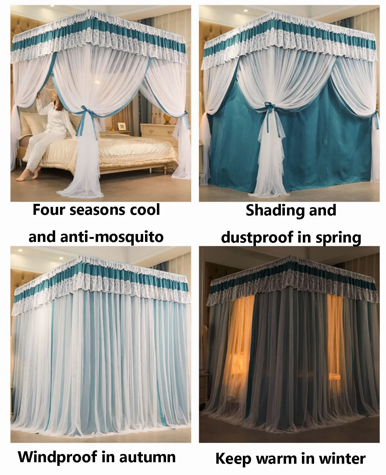 Moustiquaire à baldaquin pour lit Double, Anti-poussière et ombrage - Rideau de lit de Chambre à Coucher, baldaquin de lit décoré Romantique pour Chambre (Couleur : Style 6, Taille : 180 x 2