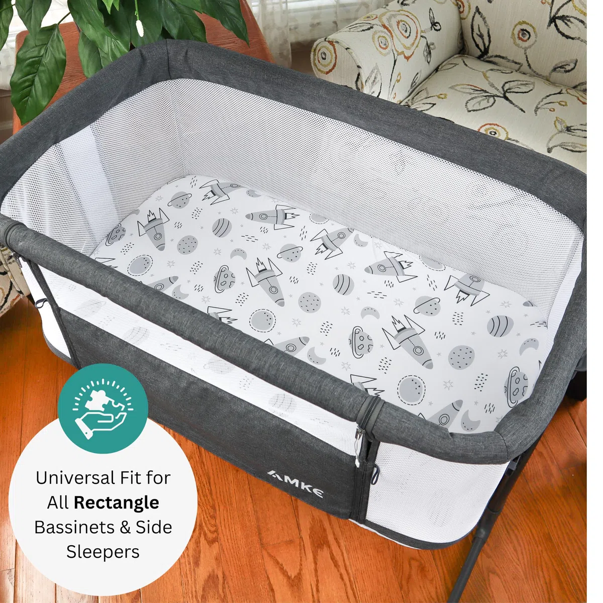 TansyPanda Draps de berceau rectangulaires de 83 x 50 cm, ajustement parfait sur les couffins rectangulaires comme Baby Delight, Dream On Me, Angelbliss, KoolerThings, Fodoss, BCOL, BabyBond et plus
