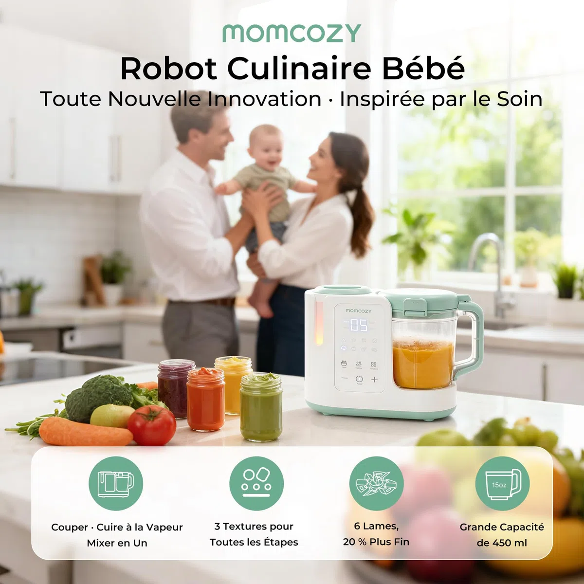 Momcozy AutoMeal Robot Cuiseur Bébé & Bloc Lavage