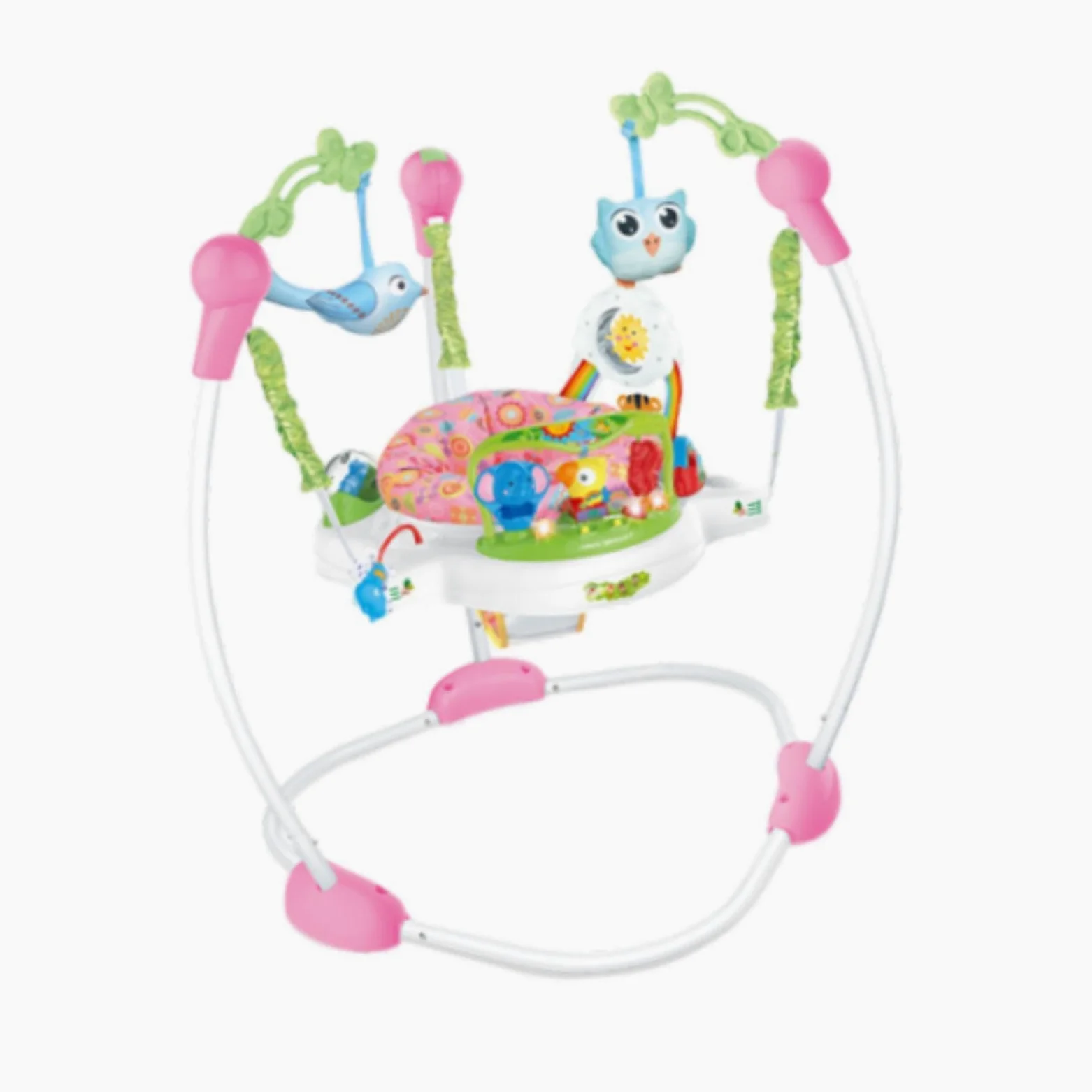 Centre D'activités Interactif pour Bébé avec Siège Sauteur Multifonctionnel, Siège Pivotant et Jouets D'éveil pour Favoriser Le Développement, Rouge