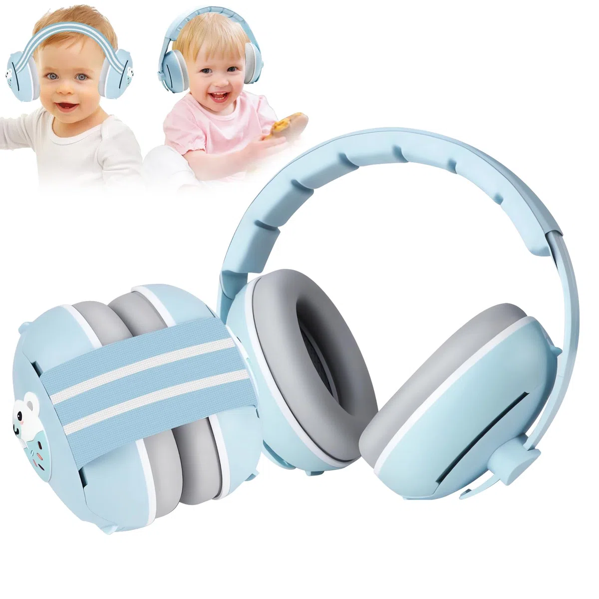 Casque Anti Bruit Bébé 2 en 1, Protection Auditive Réglable 0-48 Mois pour Nouveau-Nés et Tout-Petits, pour Avion, Fêtes, Sommeil Confort Ultra-Doux pour Sommeil Paisible en Avion