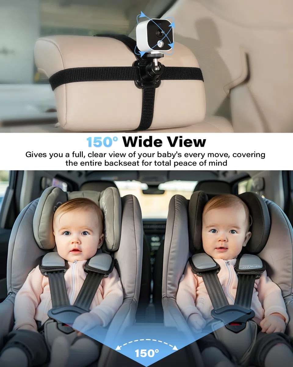 A2C - Caméra de voiture pour bébé, 5 pouces HD 1080P Babyphone avec vision nocturne et mode VOX, moniteur de siège arrière pour siège arrière et maison, portée de 304,8 m