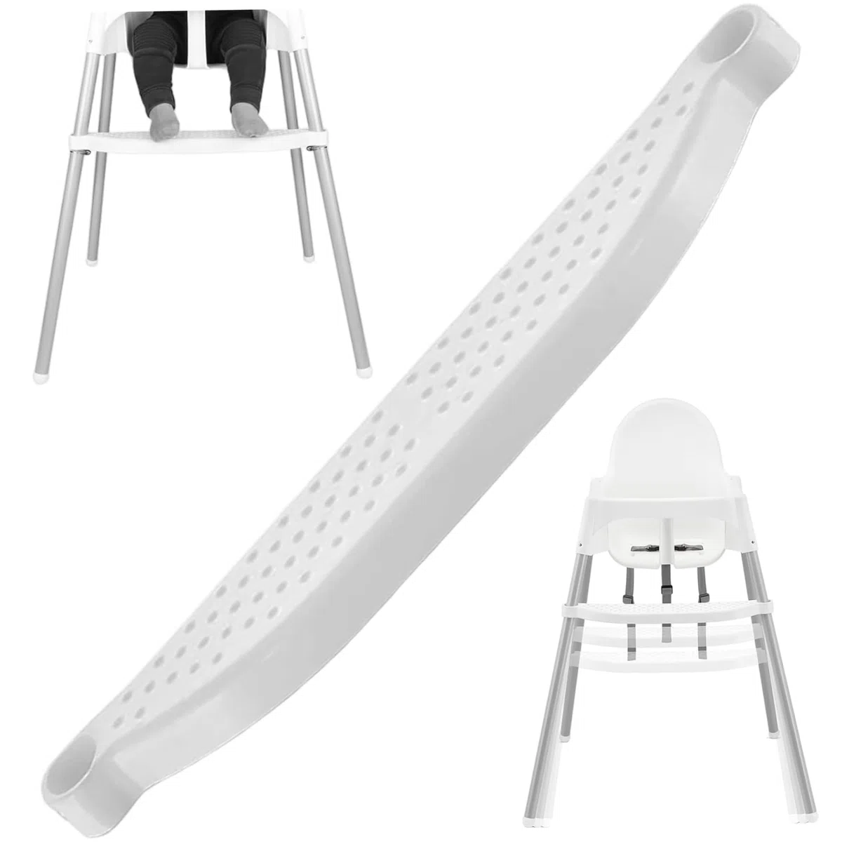 Chaise haute pour bébé, repose-pieds de chaise haute 18x3 réglable antidérapant installation facile repose-pieds en plastique pour bébé avec anneau de fixation portable robuste et lisse