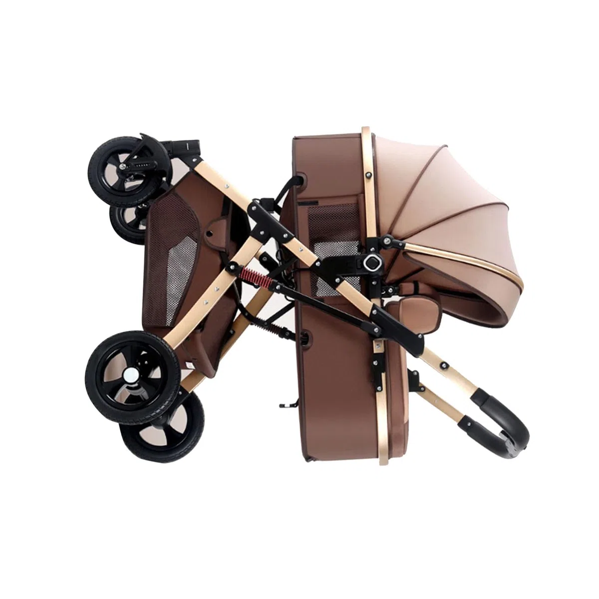 Poussette pour tout-petits, légère, compacte, pliable, réversible, design avec point de vue haut et grand panier, accoudoir amovible pour un rangement sûr lors des voyages (kaki)