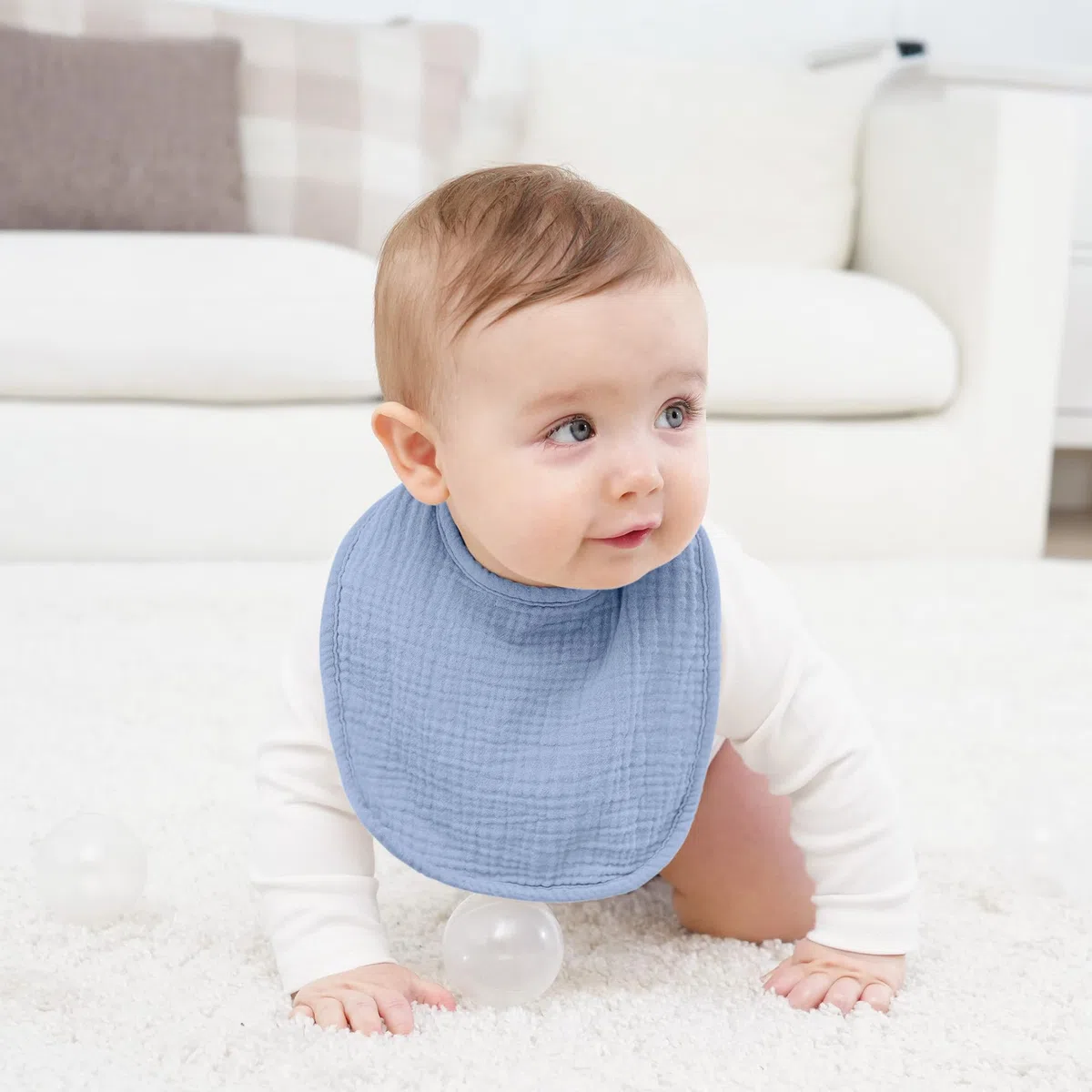 Susurration Bavoirs Bébé Mousseline Foulard, Doux Réglable Carré Bébé Bavoir 6 pack pour Unisexe Fille&Garçon