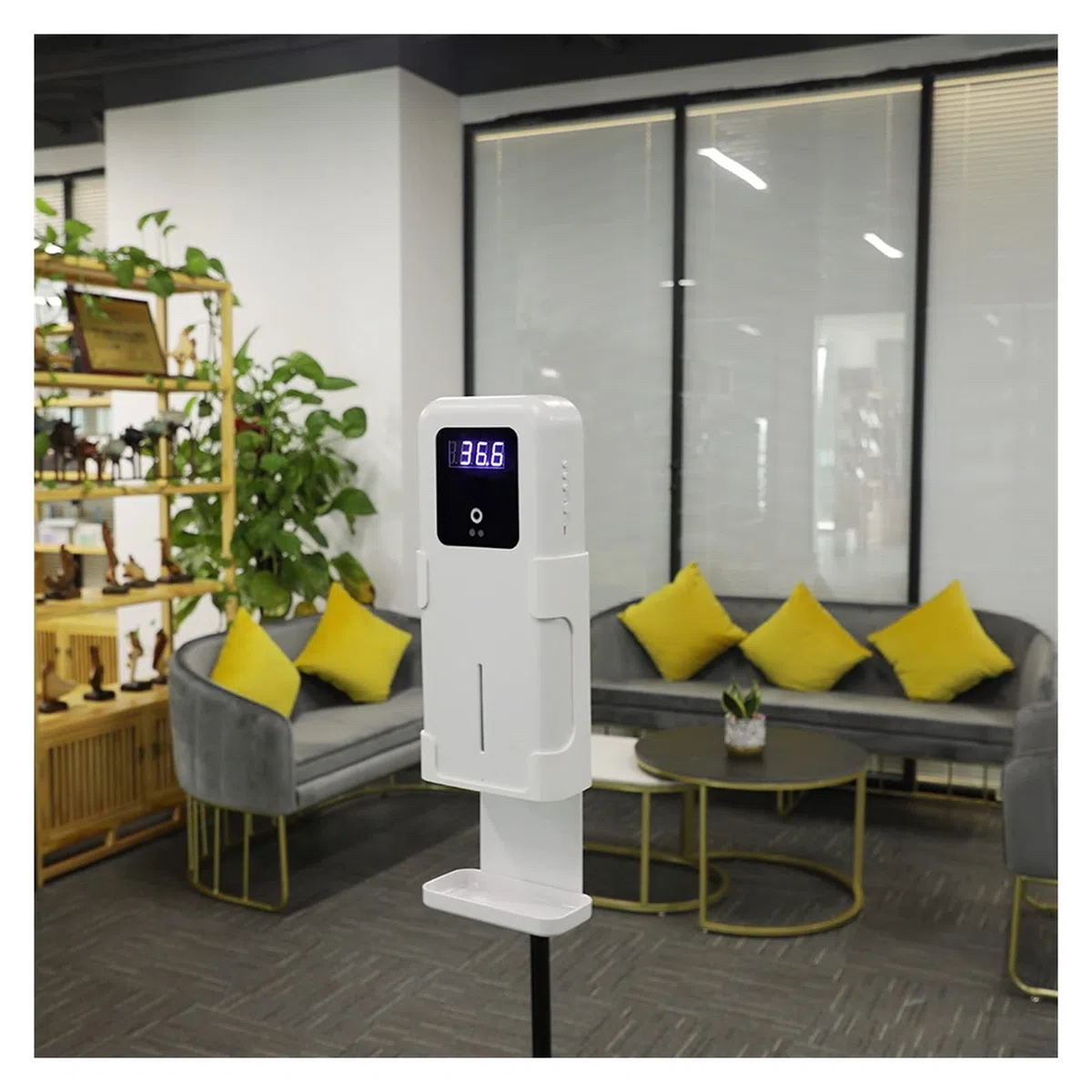 Thermomètre à induction sans contact, mesure automatique de la température à induction et désinfection sans nettoyage de la machine tout-en-un, plage de mesure 32~42.9 (℃), Convient à toutes sortes