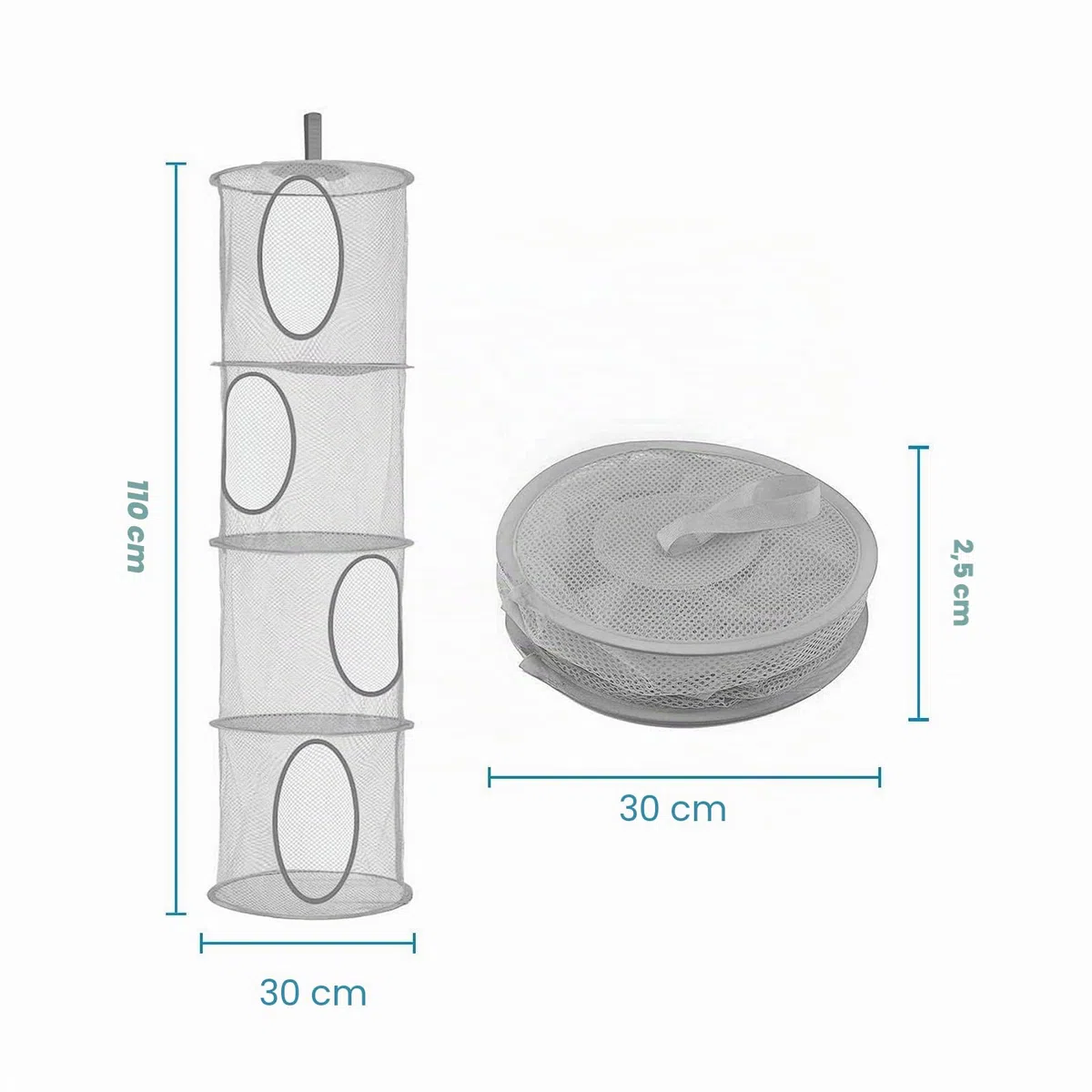 Rangement Peluche, Lot de 2 Paniers Rangement Suspendu Filet Peluche Range Doudou Suspendus Pour Chambre D'enfant, Jouets, Petits Vêtements (Gris)