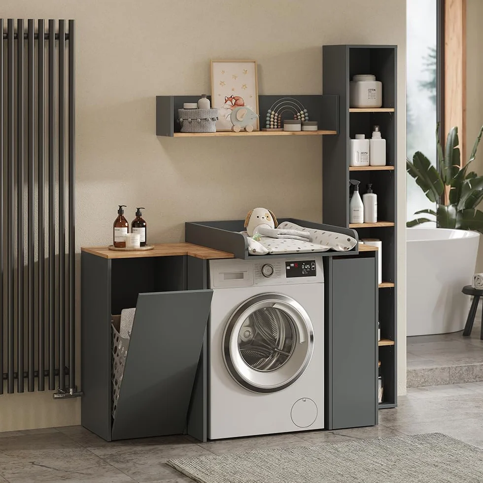 Vicco Armoire Machine à Laver Viktor, Anthracite/chêne doré, 93.6x88.2cm