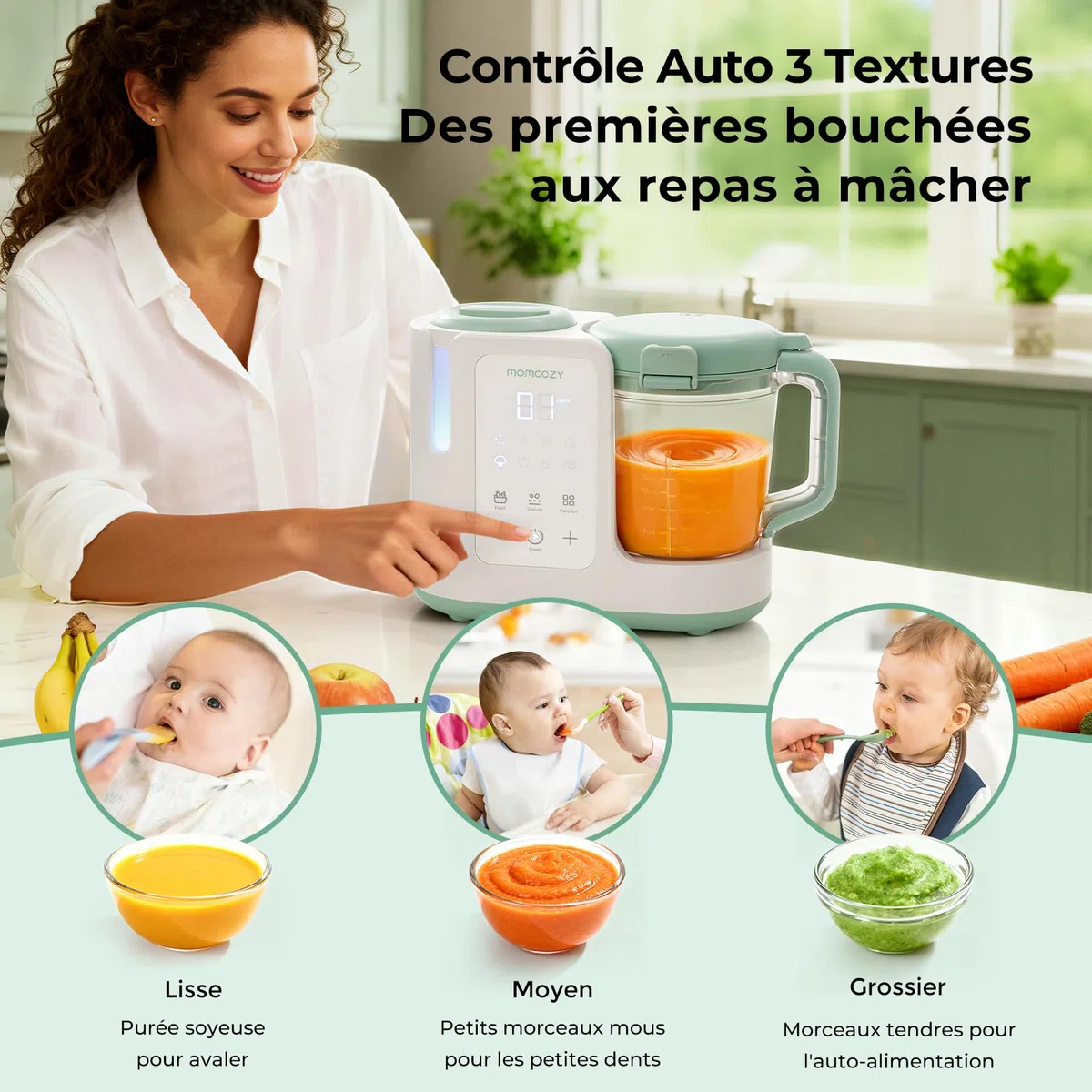 Momcozy AutoMeal Robot Cuiseur Bébé & Bloc Lavage