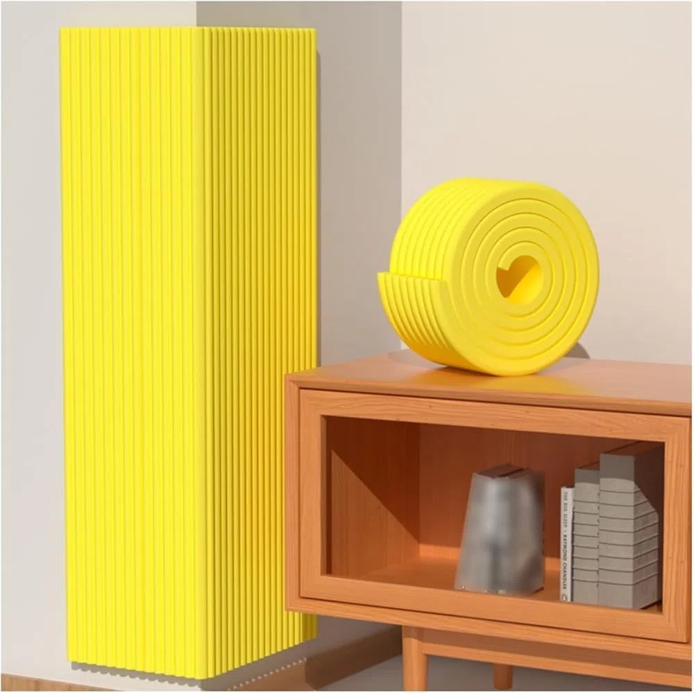 Protections d'angle en mousse pour tables et bureaux – Protections de sécurité pour enfants – 4 m de long – Jaune – Prévention d'accidents multifonctions pour enfants