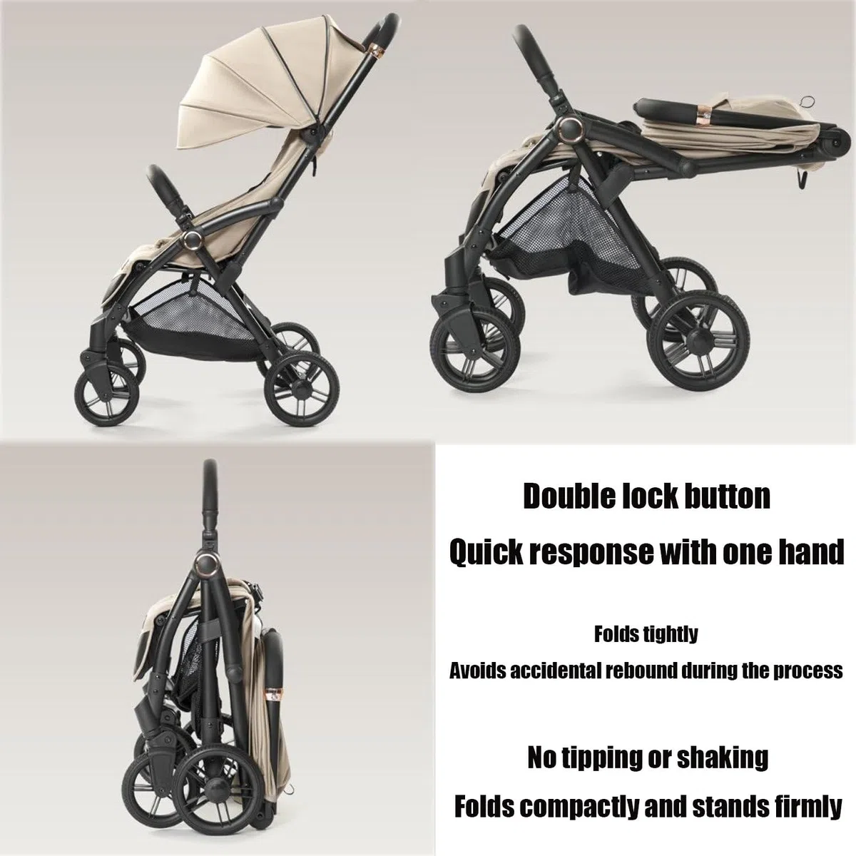 Poussette pour Bébé, Poussette Pliable pour Bébé, Poussette De Voyage Compacte pour Bébé, Poussette Légère pour Bébé, Pliage À Un Bouton, Dossier Réglable (Peut Être Assis Ou Allongé) Black