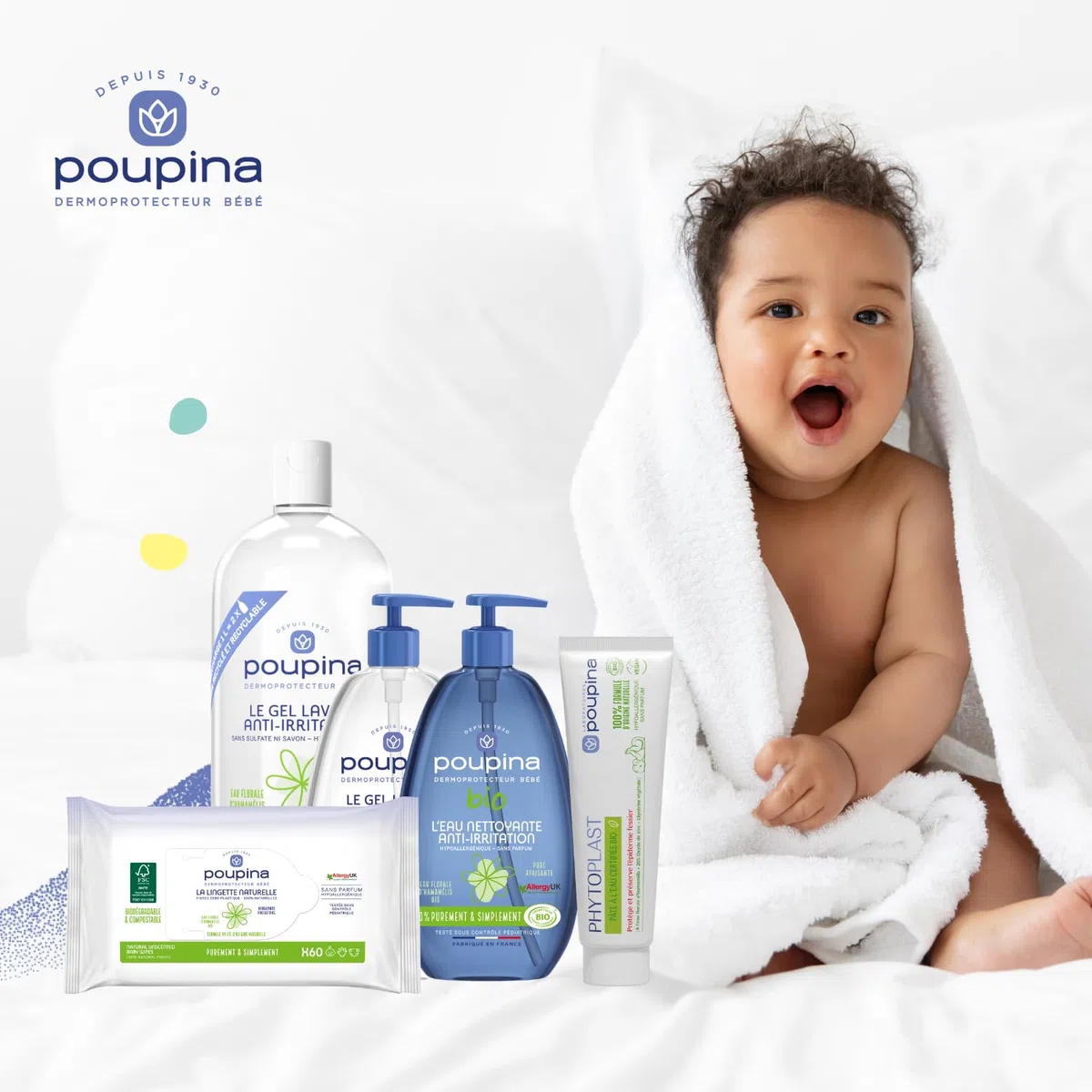 POUPINA Phytoplast Pâte à l’Eau Bio. Soin Bébé 100% Naturel - Prévention et Protection Rougeurs du Siège. Hypoallérgenique, Vegan, 65g