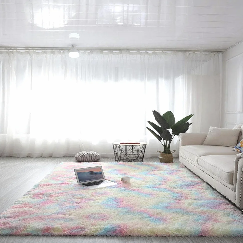 Tapis Moelleux Arc-en-Ciel pour Chambre de Filles - Grand Tapis de Sol pour Enfants, Bébé, Décor À La Maison, 60X120cm