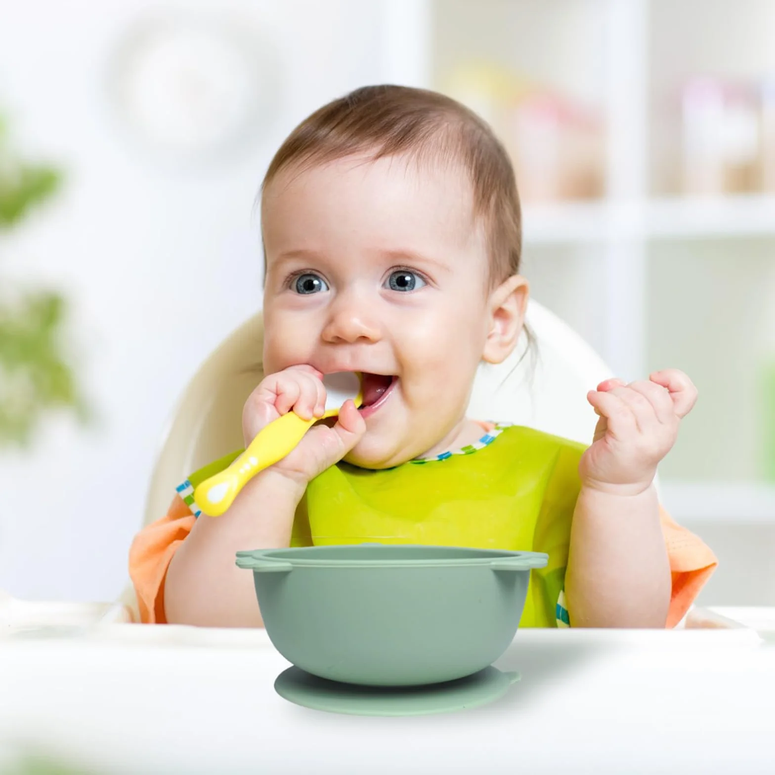 Lot de 3 Bols pour Bébés avec Ventouse, bols en silicone pour bébé, Assiette Ventouse pour Bébé, Sans BPA, Anti-Dérapant Bol en silicone bébé Pour enfants et tout-petits