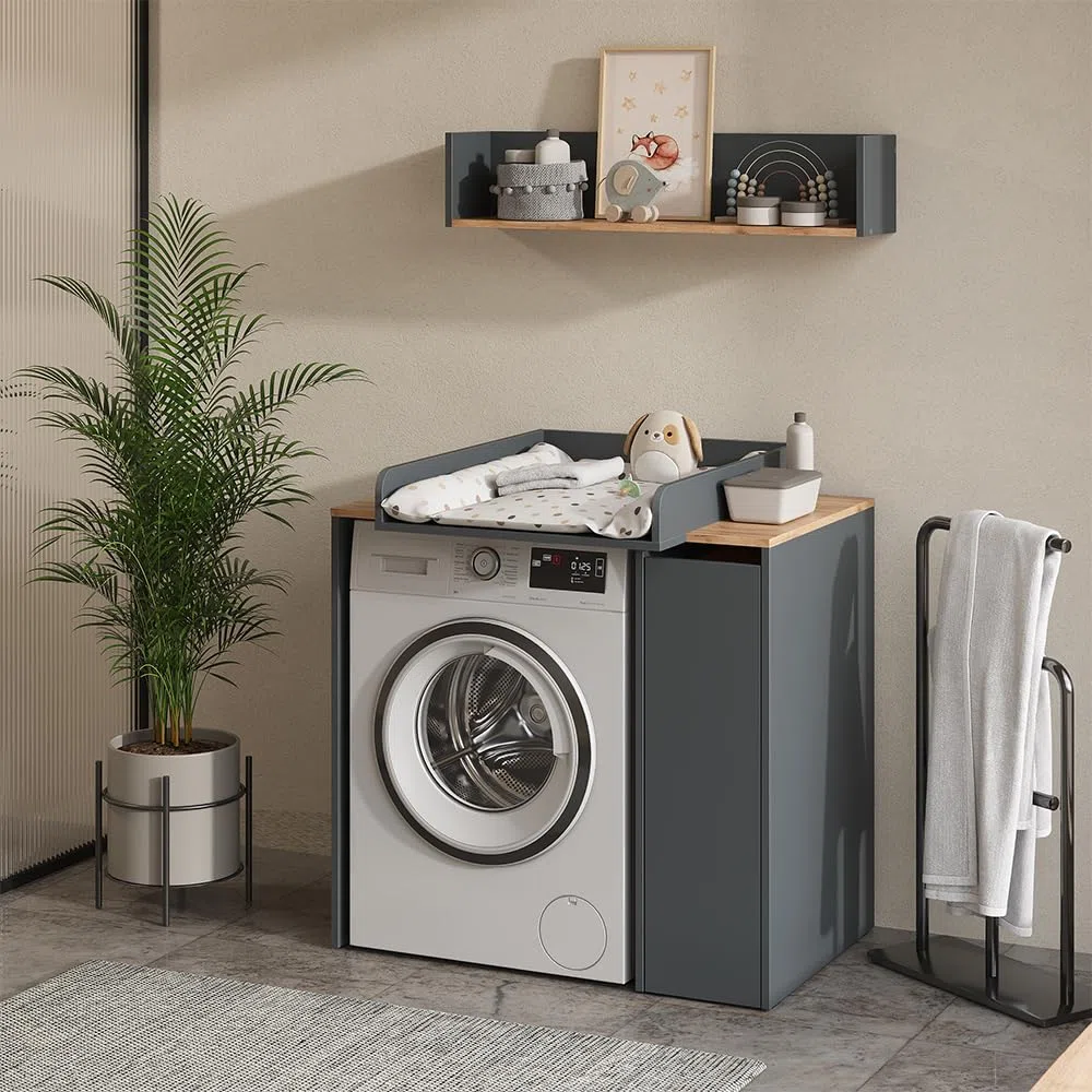 Vicco Armoire Machine à Laver Viktor, Anthracite/chêne doré, 93.6x88.2cm