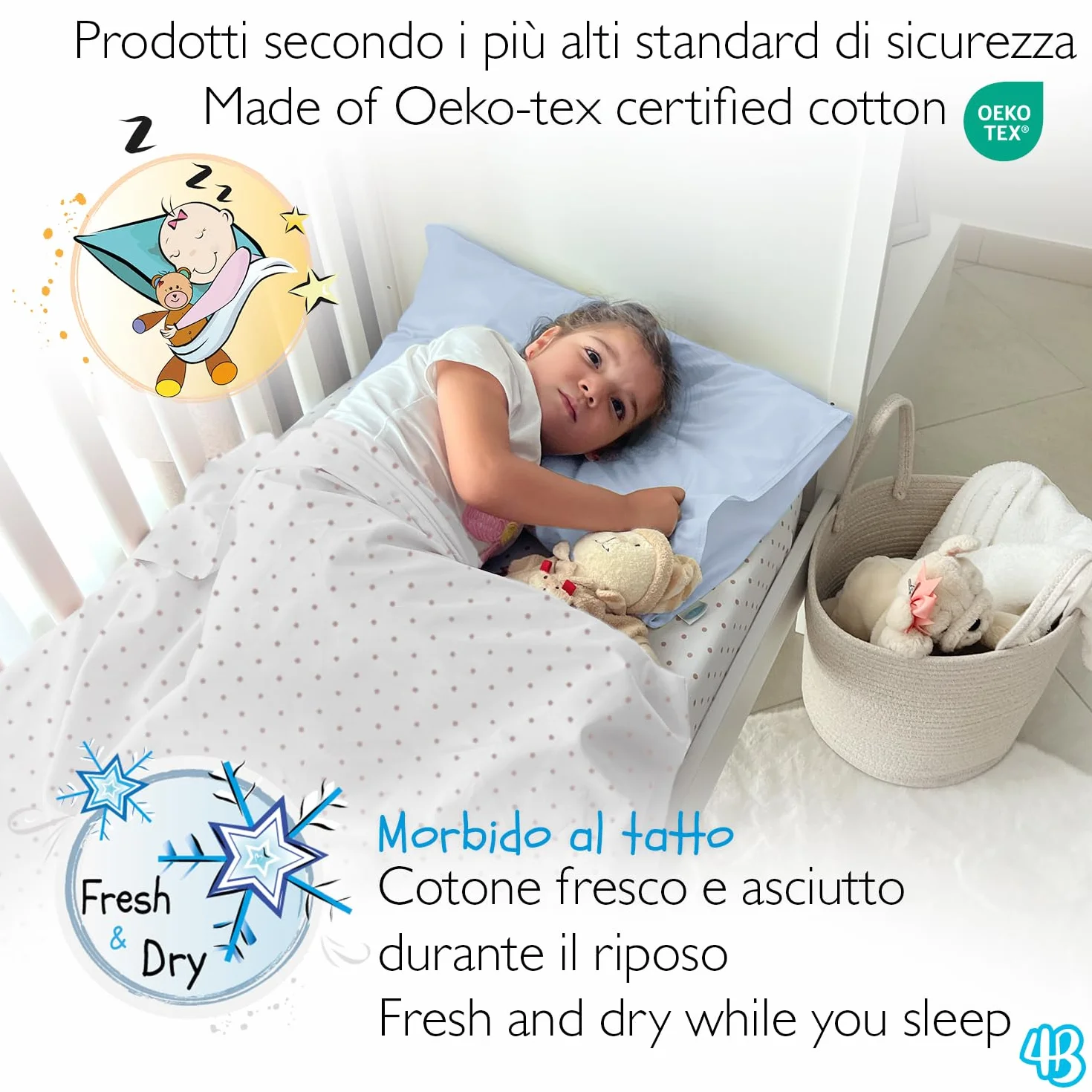 Taie d'oreiller 60x40 cm pour Enfant - Lot de 2 taies d'oreiller pour lit bébé et lit 100% Pur Coton - Made in Italy - Fermeture à enveloppe - Certifié Oeko-TEX - Bleu Clair