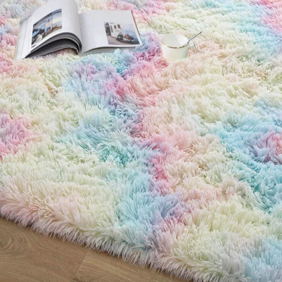 Tapis Moelleux Arc-en-Ciel pour Chambre de Filles - Grand Tapis de Sol pour Enfants, Bébé, Décor À La Maison, 60X120cm