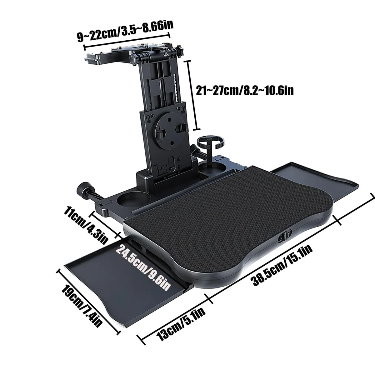 Plateau Pliable Dossier de Siège Voiture, Plateau de Voyage avec Porte-Gobelet Table de Plateau de Siège Arrière de Voiture avec Tapis Antidérapant