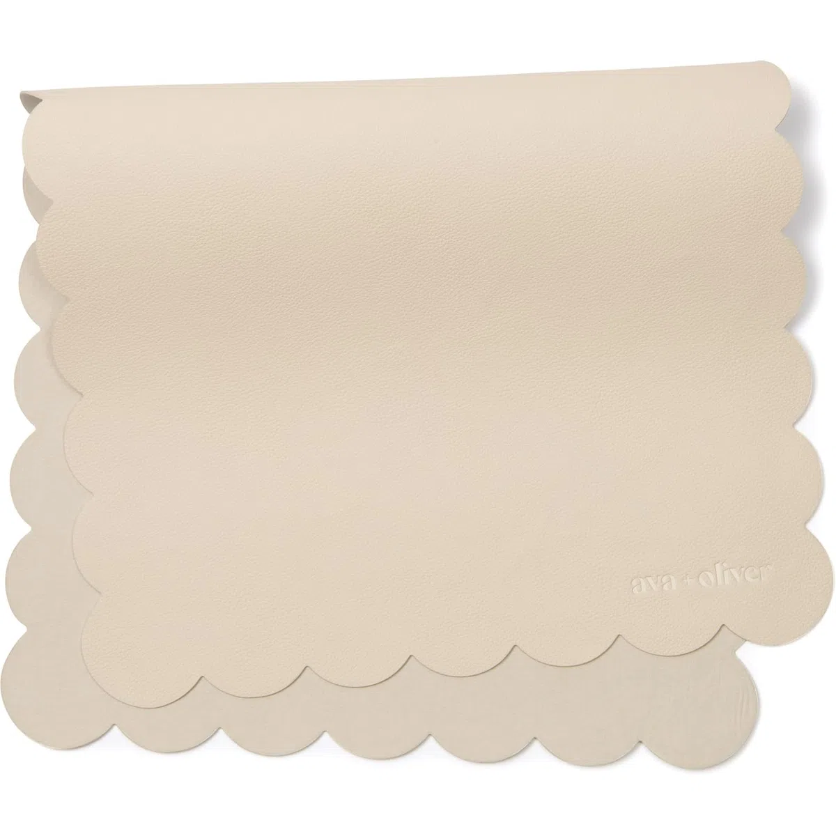 AVA + OLIVER Tapis à langer en cuir végétalien - Coussin de couche lavable portable polyvalent - Pliable pour le voyage (16 x 30 po) (crème de pétoncles)