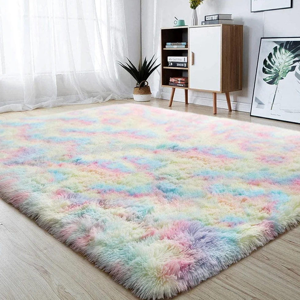 Tapis Moelleux Arc-en-Ciel pour Chambre de Filles - Grand Tapis de Sol pour Enfants, Bébé, Décor À La Maison, 60X120cm