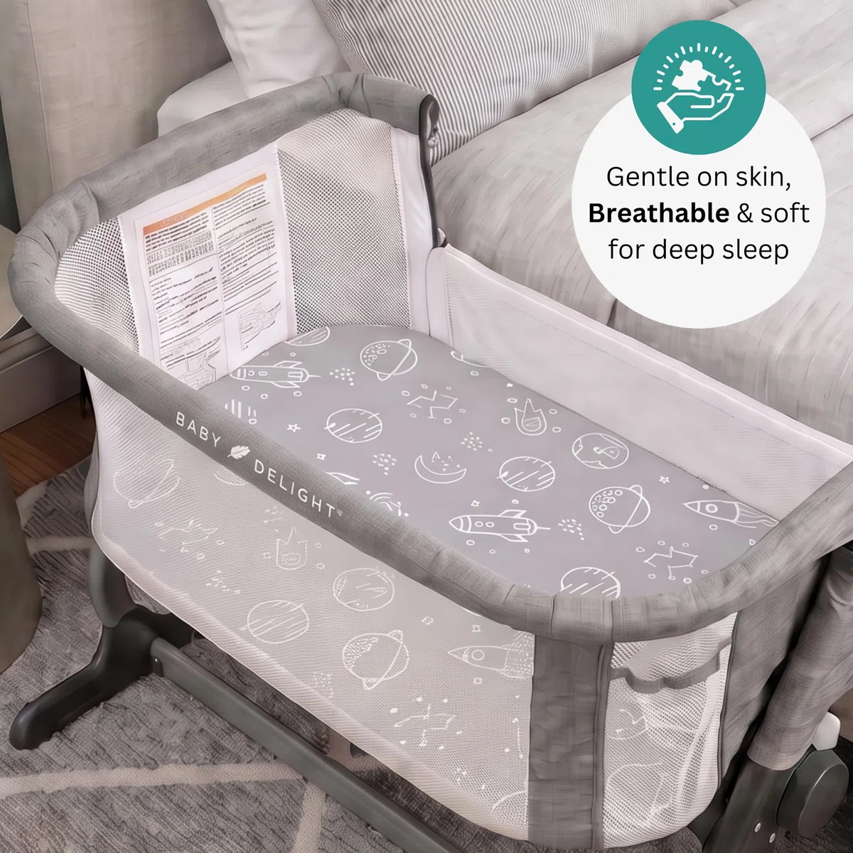 TansyPanda Draps de berceau rectangulaires de 83 x 50 cm, ajustement parfait sur les couffins rectangulaires comme Baby Delight, Dream On Me, Angelbliss, KoolerThings, Fodoss, BCOL, BabyBond et plus
