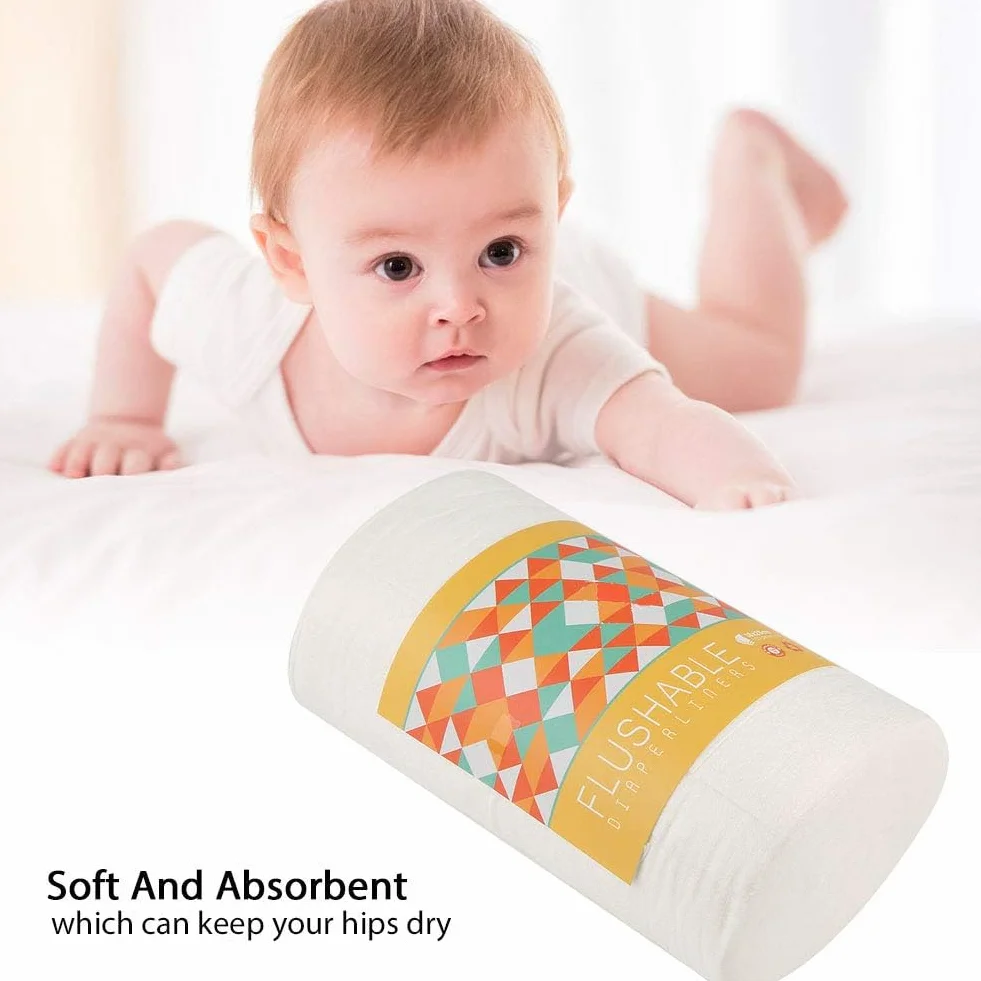 Doublures de Couches Jetables en Fiber de Bambou pour bébé, 100 Pièces