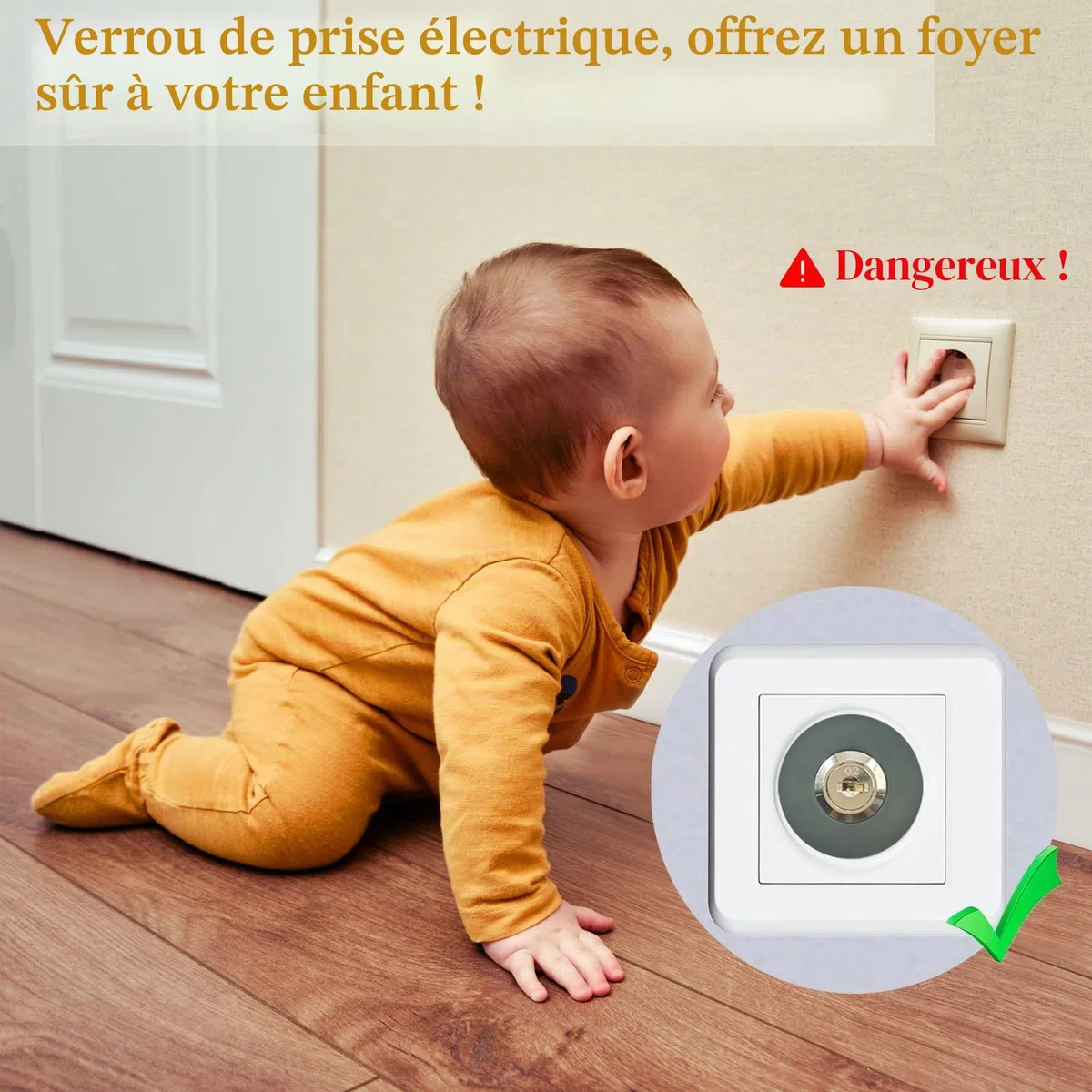 Lot de 2 verrous de prise électrique pour éviter le vol d'électricité, éviter le contact des enfants, des animaux domestiques avec des appareils électriques, largement utilisés à l'intérieur