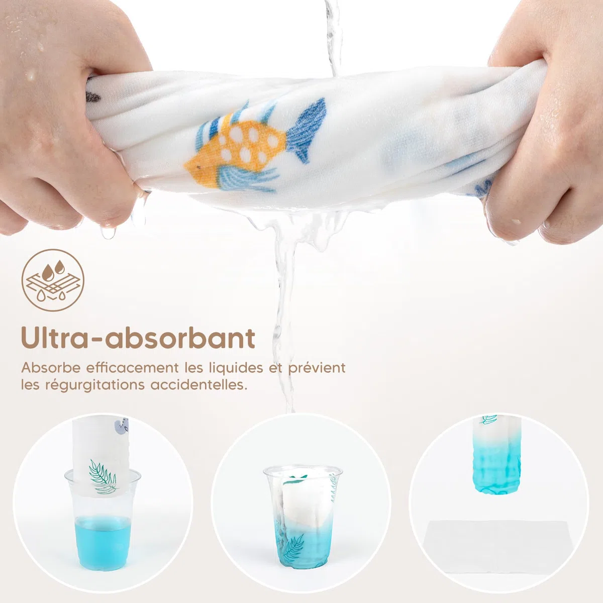 Maliton 6 Pcs Lange Bébé en Mousseline de 100% Coton-50x 25 cm Langes Coton BéBé,Extra Doux Absorbant Respirant pour Nouveauné Peau Sensible,Motif Zoo