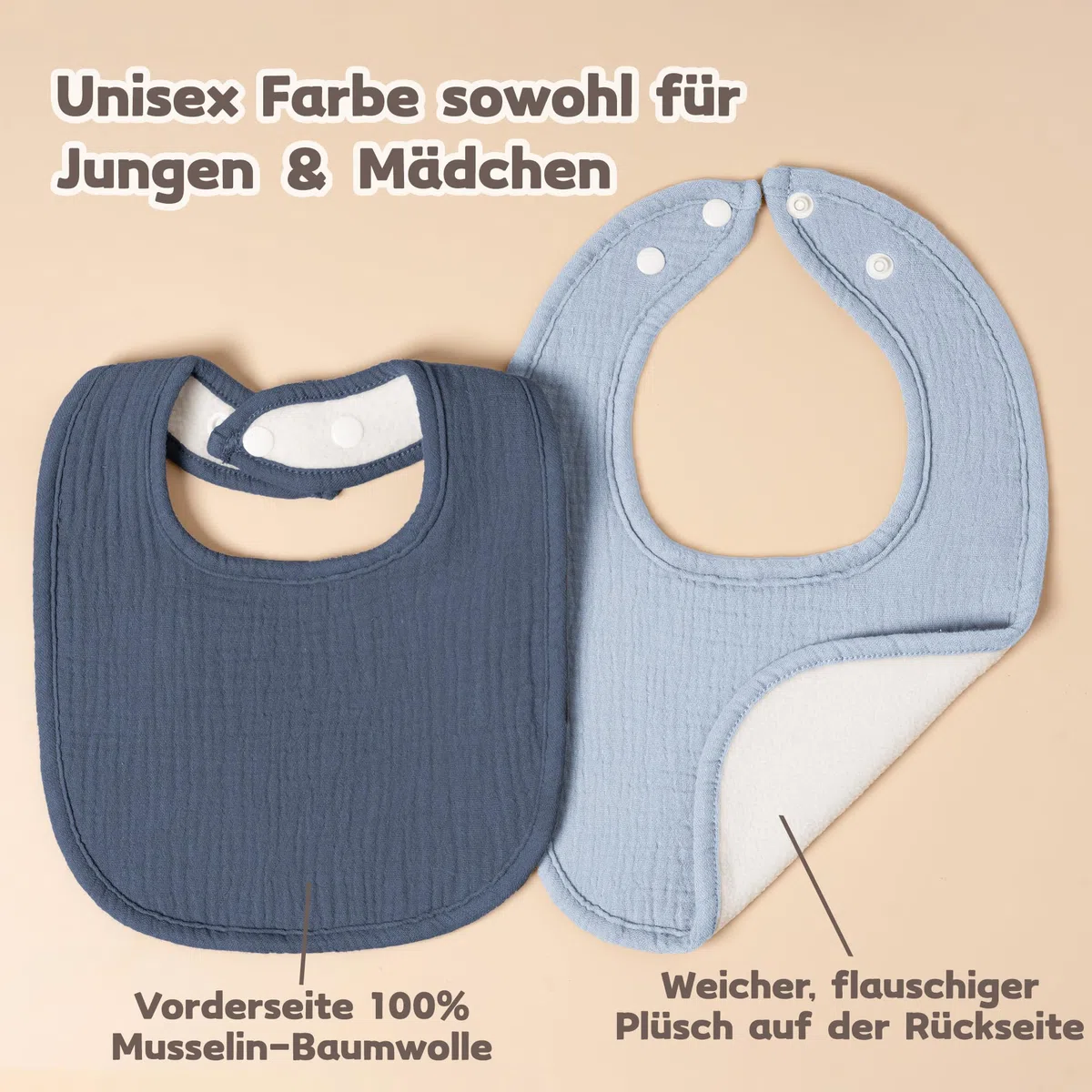 Susurration Bavoirs Bébé Mousseline Foulard, Doux Réglable Carré Bébé Bavoir 6 pack pour Unisexe Fille&Garçon