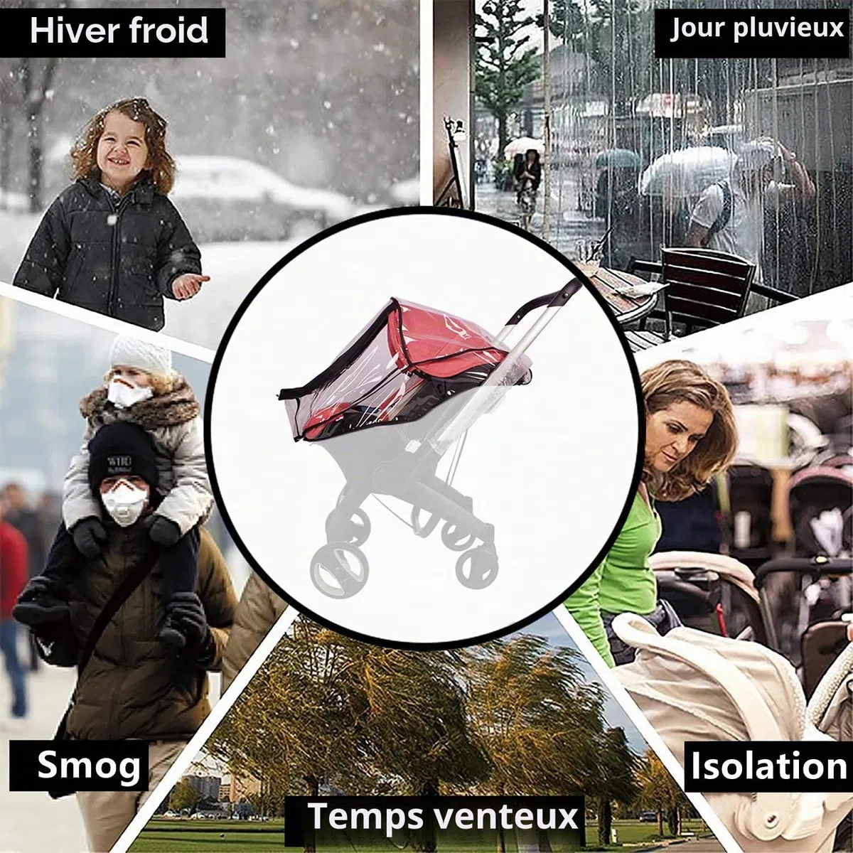 Housse de pluie pour siège auto compatible avec Doona, Poussette Protection contre la pluie fit Doona, EVA Bébé protection contre les intempéries fit Doona, Accessoire de siège de voiture ventilé