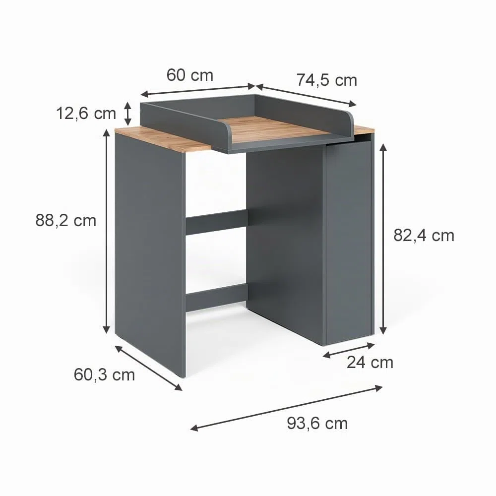 Vicco Armoire Machine à Laver Viktor, Anthracite/chêne doré, 93.6x88.2cm