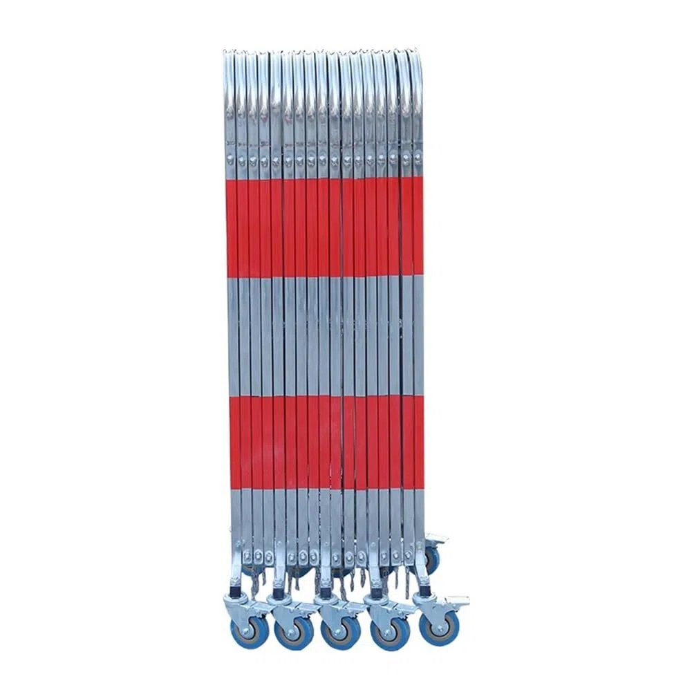 Barrière de sécurité Extensible en Acier Inoxydable - Barrière Mobile Portable (1,4 x 3 m) avec roulettes pour événements extérieurs, écoles, Festivals - Durable et Flexi