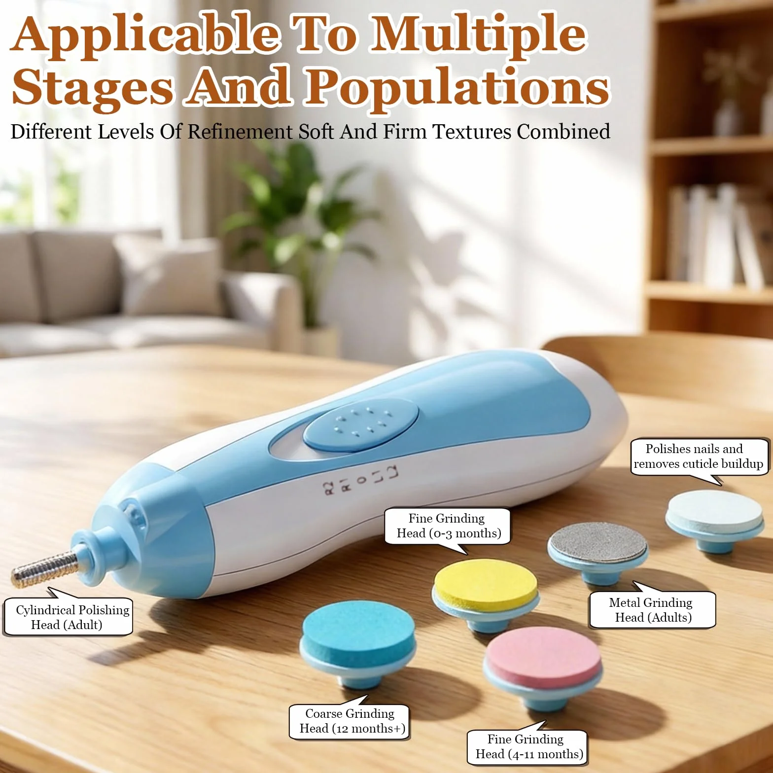 Lime à Ongles Électrique pour Bébé, Faible Bruit Coupe-Ongles Électrique avec Lumière Doux et 6 Têtes de Ponçage, Coupe-Ongles Électrique Rechargeable pour Soins des Ongles de Nouveau-Nés & Enfants