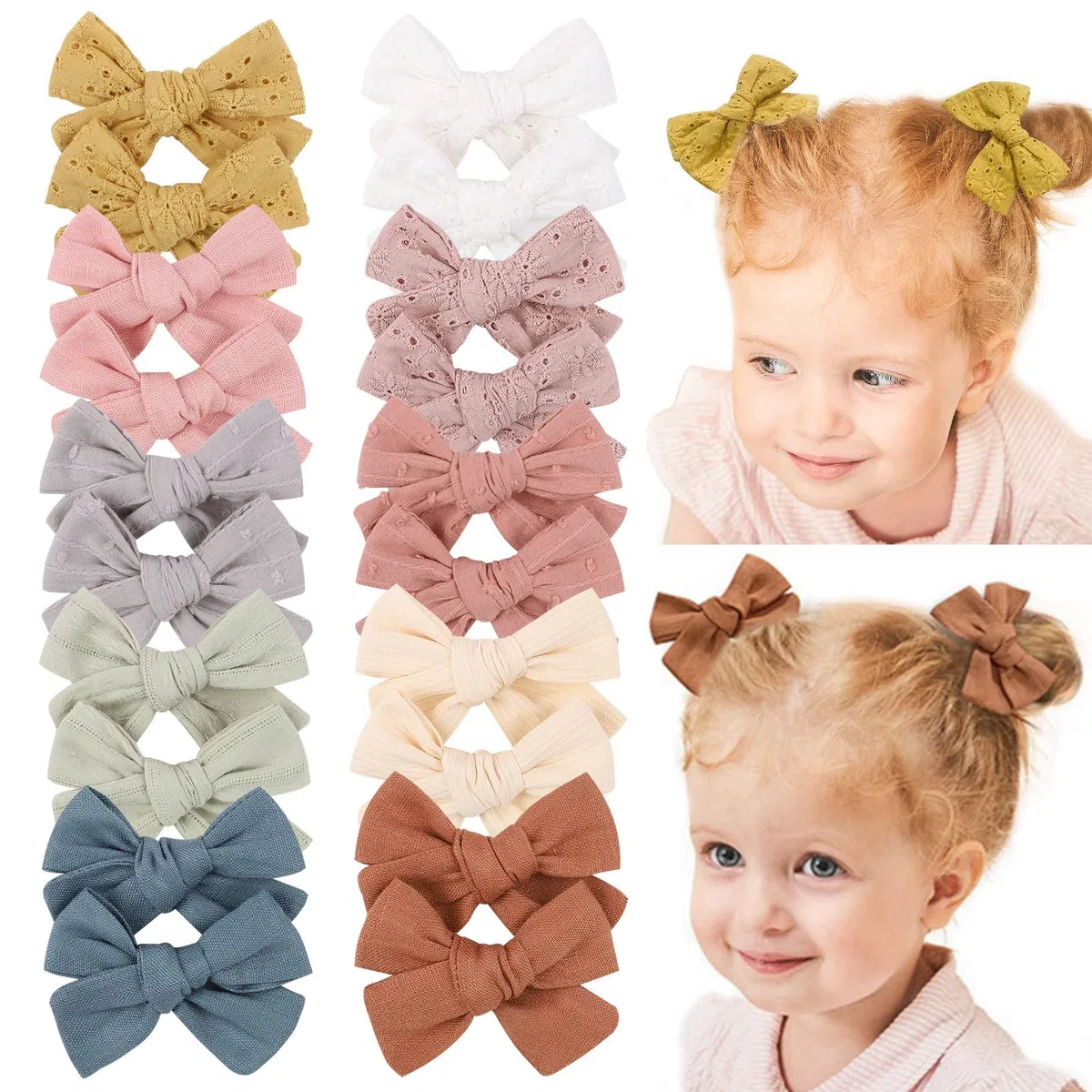 20 Stück Baby Mädchen Haarschleifen Clips vollständig gefütterte Haarspangen Haarschmuck für kleine Mädchen Kleinkind Kinder Teenager (1-Light Multi-colored)…