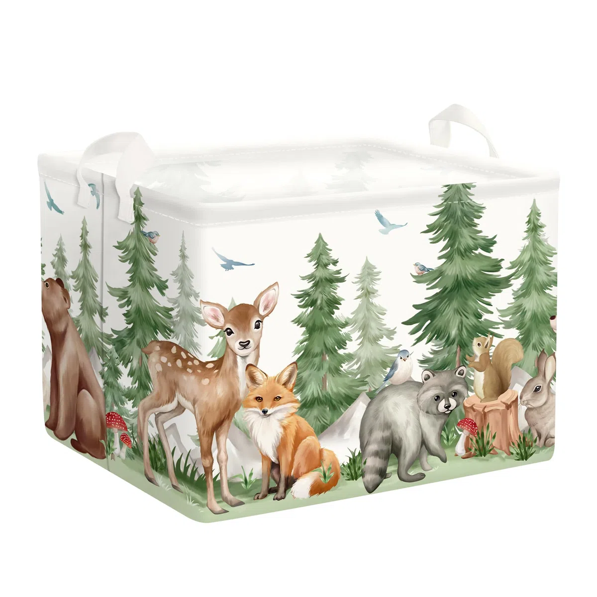 Grand Paniers à Linge Animaux de Forêt pour Garçon Fille Renard Roux Repliable Panier Rangement Jouets Vêtements pour Salle de Bain Chambre à Coucher, Cerf, 36L