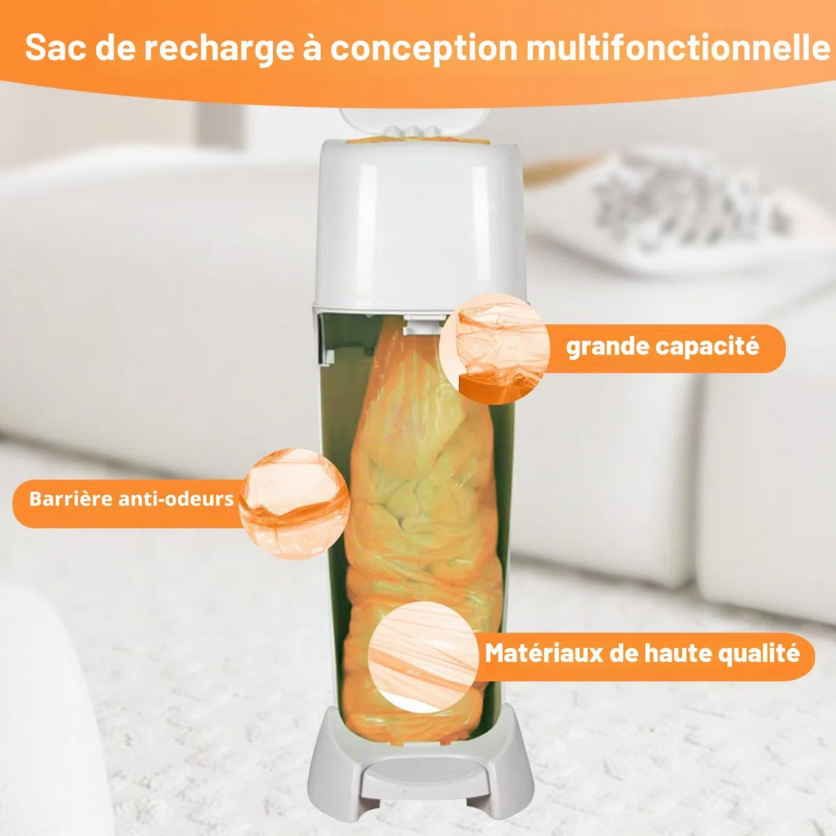12 Recharge poubelle Sac Grande Capacité Compatible Tommee Tippee, Angelcare