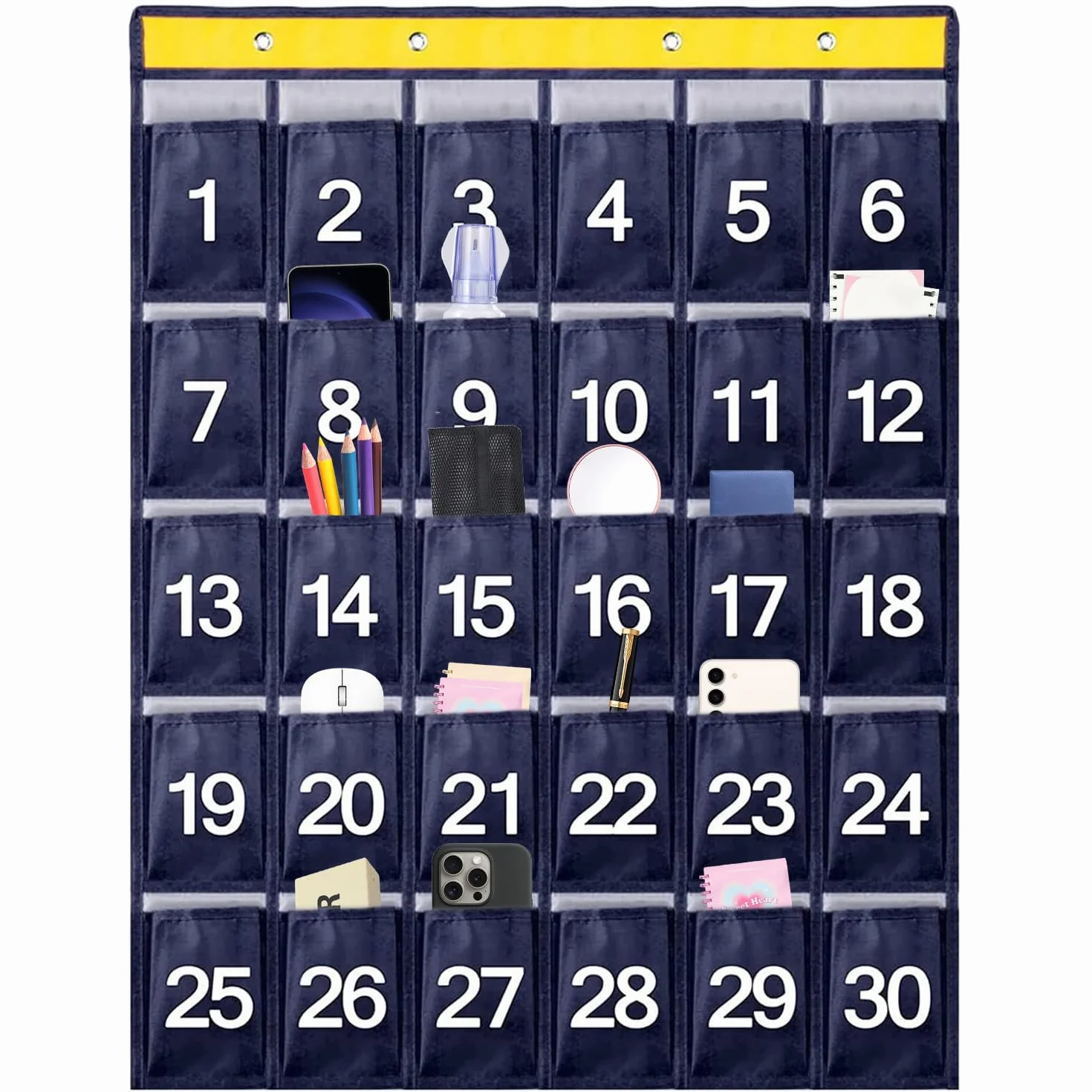 Tableau de Poche Numéroté 30 Poches, Organisateur Mural pour Téléphone Portable, Classe Salle de Classe
