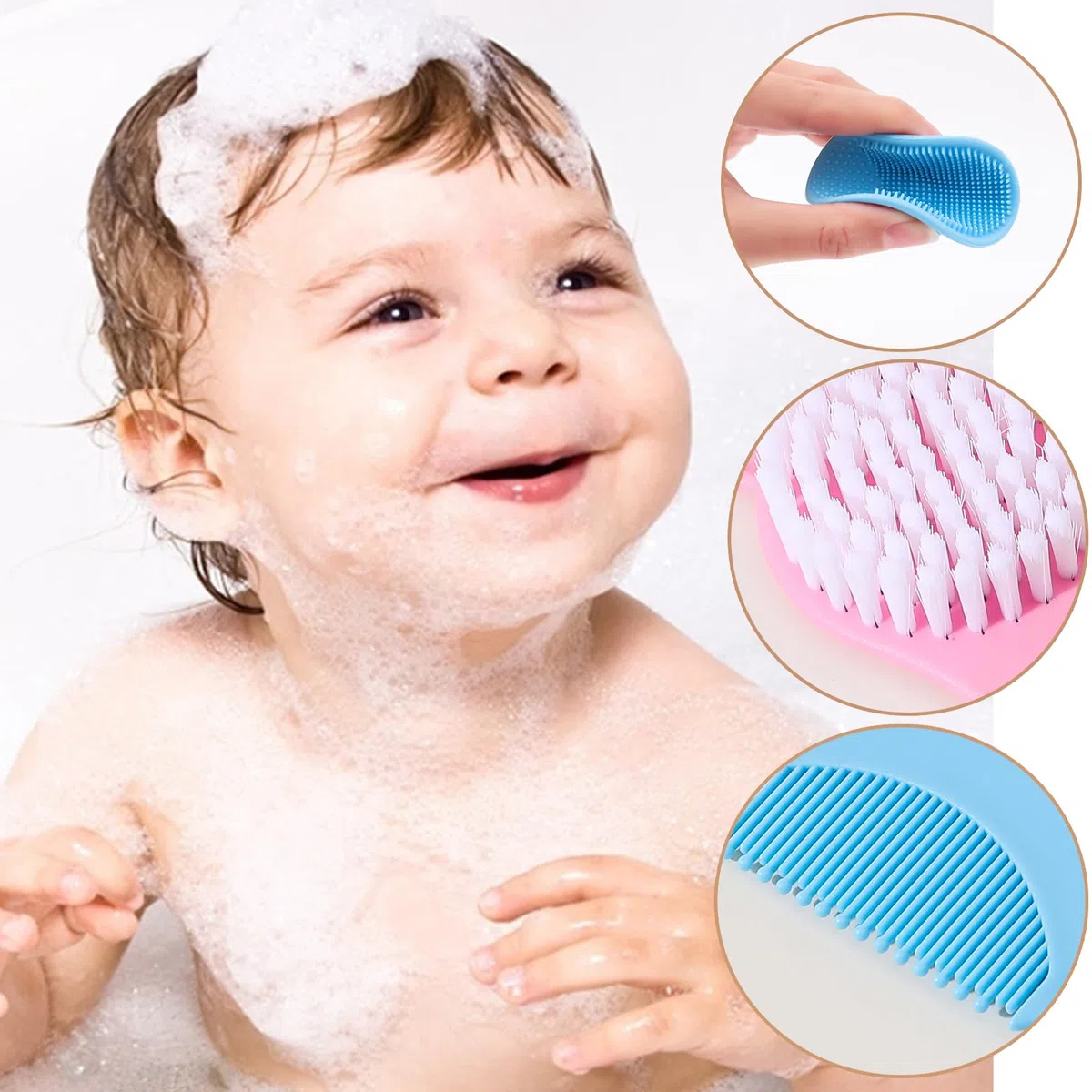 Liemuao Trousse de Soin Bebe Naissance, Kit de 15 Accessoires dont Brosse à Cheveux, Thermomètre digital, Thermomètre de bain, Petit Coupe Ongles, Trousse de Toilette Bébé pour Voyage Maison (Rose)