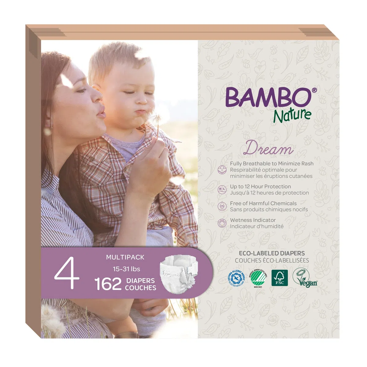 Bambo Nature Premium Eco-Friendly Baby Diapers (SIZES 1 TO 6 AVAILABLE), Size 4, 27 Count- Pack of 6