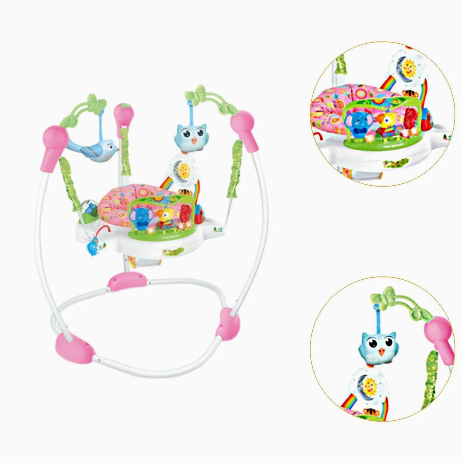 Centre D'activités Interactif pour Bébé avec Siège Sauteur Multifonctionnel, Siège Pivotant et Jouets D'éveil pour Favoriser Le Développement, Rouge
