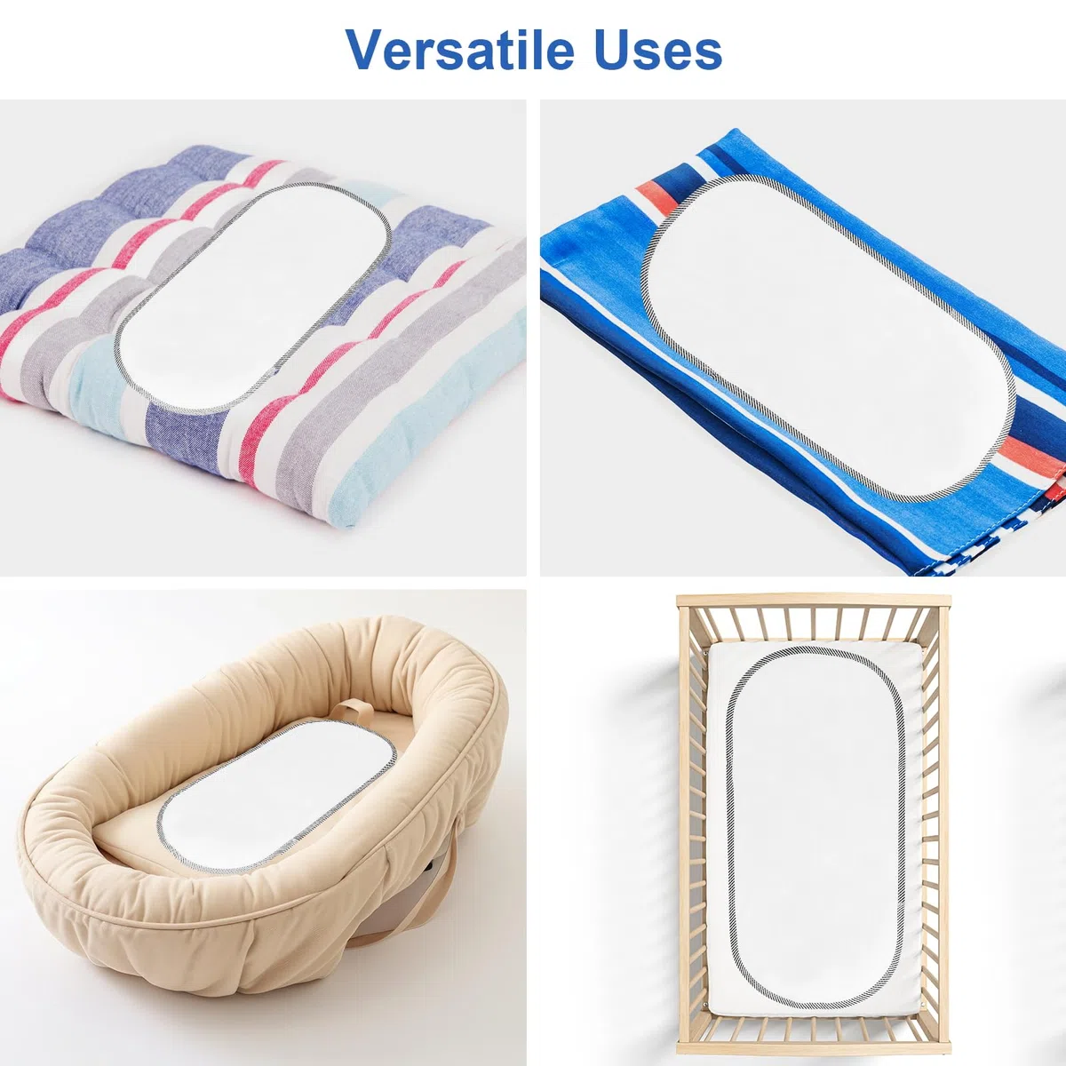 Lot de 6 matelas à langer portables pour couches de bébé, imperméables, réutilisables, doux et confortables, 30 x 60 cm
