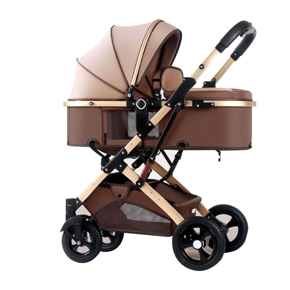Poussette pour tout-petits, légère, compacte, pliable, réversible, design avec point de vue haut et grand panier, accoudoir amovible pour un rangement sûr lors des voyages (kaki)