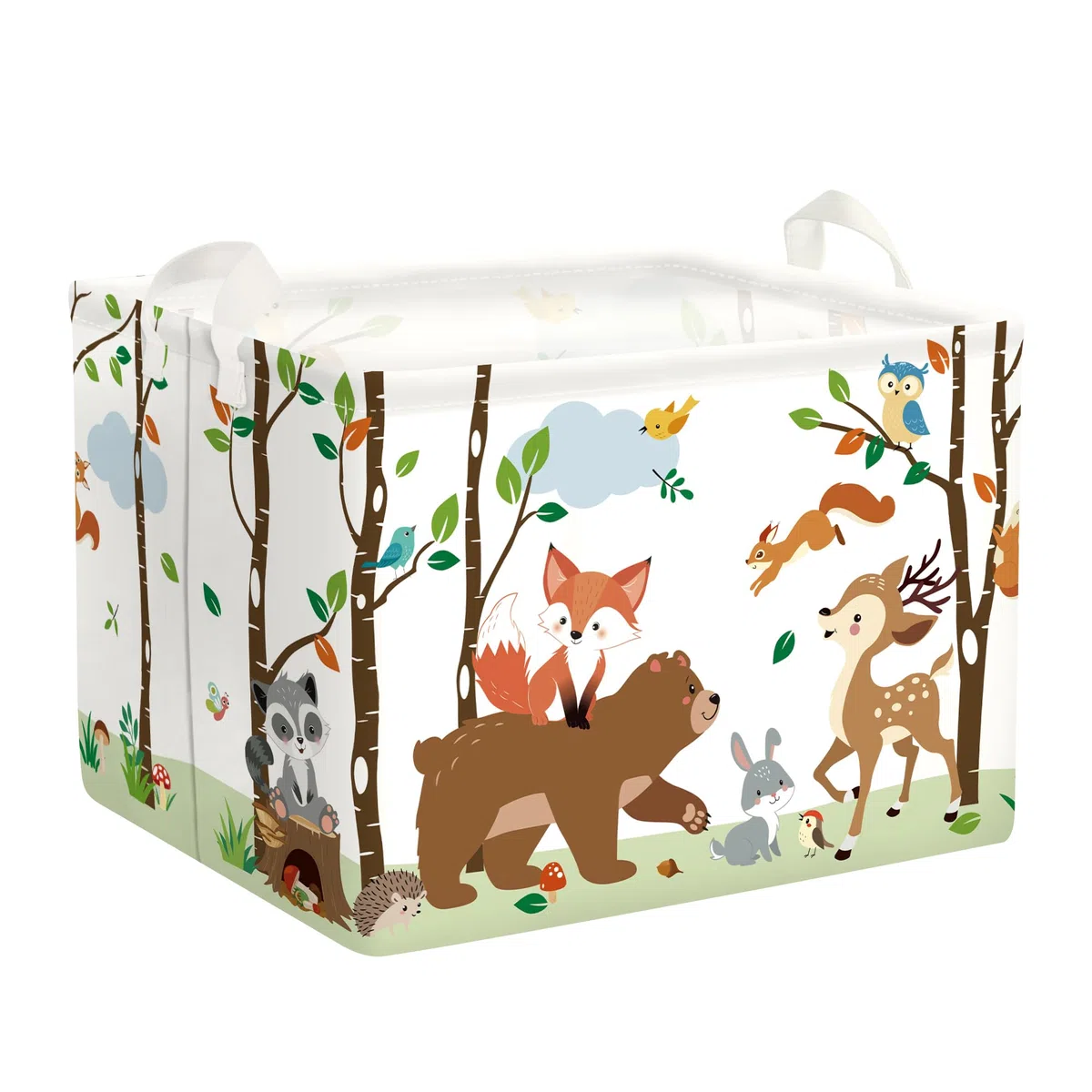 Grand Paniers à Linge Animaux des Bois pour Garçon Fille Repliable Panier Rangement Jouets Vêtements pour Salle de Bain Chambre à Coucher, Ours, 36L