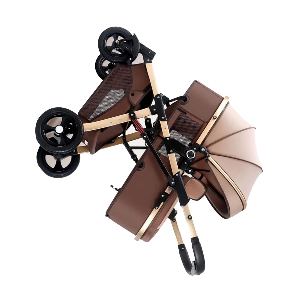 Poussette pour tout-petits, légère, compacte, pliable, réversible, design avec point de vue haut et grand panier, accoudoir amovible pour un rangement sûr lors des voyages (kaki)
