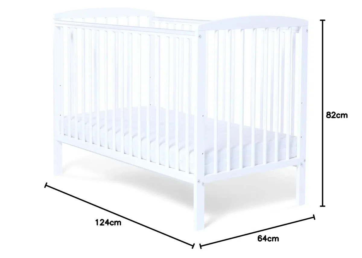 Baby Elegance Starlight Lit bébé en bois blanc avec hauteurs réglables, rails de dentition durables et design compact | Lit nouveau-né idéal pour les petits espaces | Matelas vendu séparément