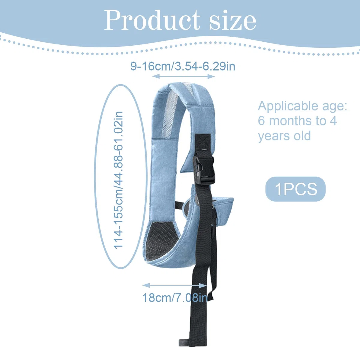 Réglable Porte Bebe Capacité de Charge 25 KG Baby Carrier Bleu Echarpe de Portage Bebe Respirant Ergonomique Convient aux Nouveau-Nés de 3 à 36 Mois